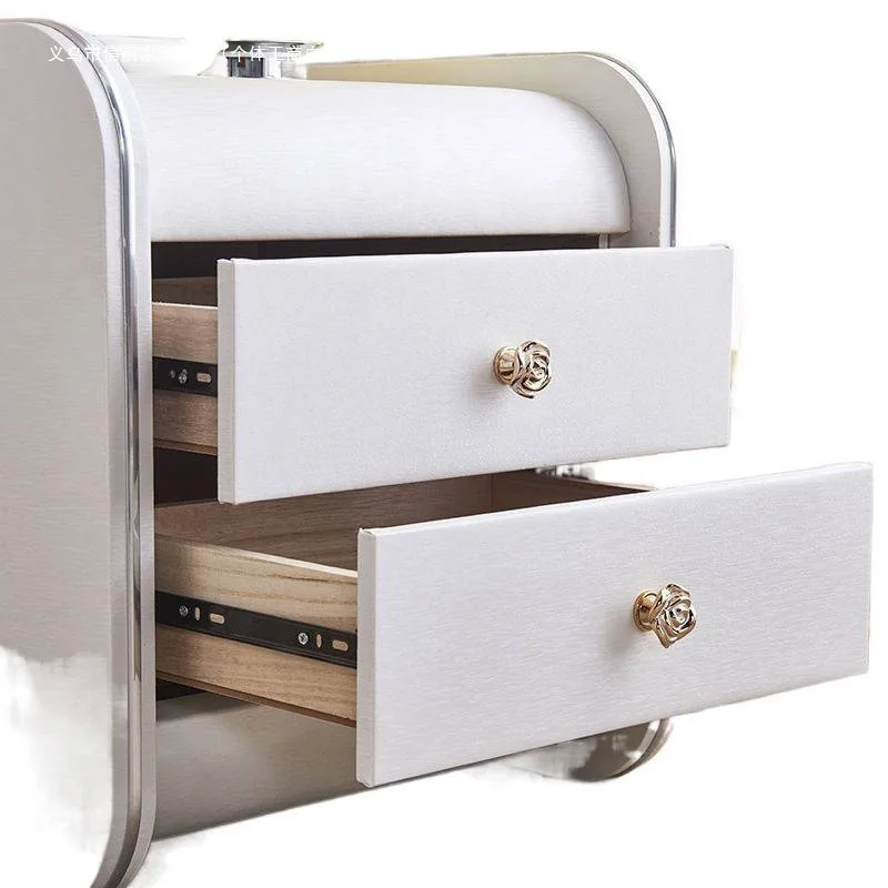 Meja samping tempat tidur, kulit, tas empuk, kamar tidur, rumah tangga, kayu solid