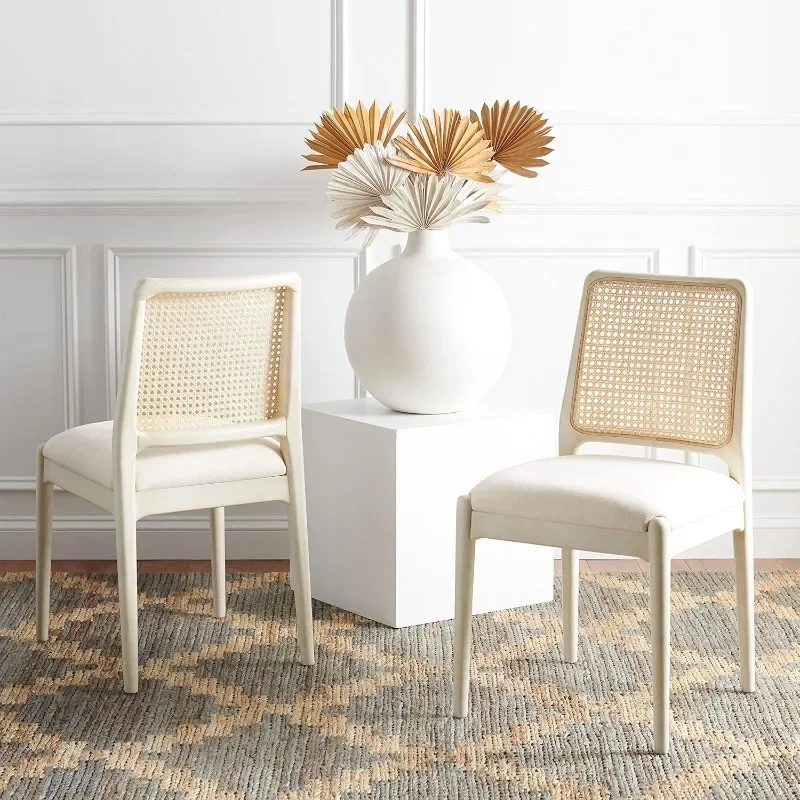 Rebound White Rattan Dining Chair, Home Collection, Almofada Totalmente Montada, Conjunto de 2, DCH8800B-SET2, 0