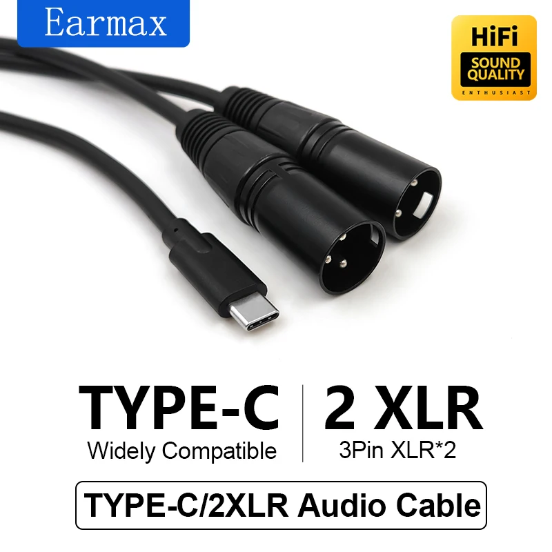 USB-C to Dual XLR 3-pin TYPE-C Cable is For Audio Speakers Amplifiers  Mobile Mixing Consoles Laptops IPads and Phones