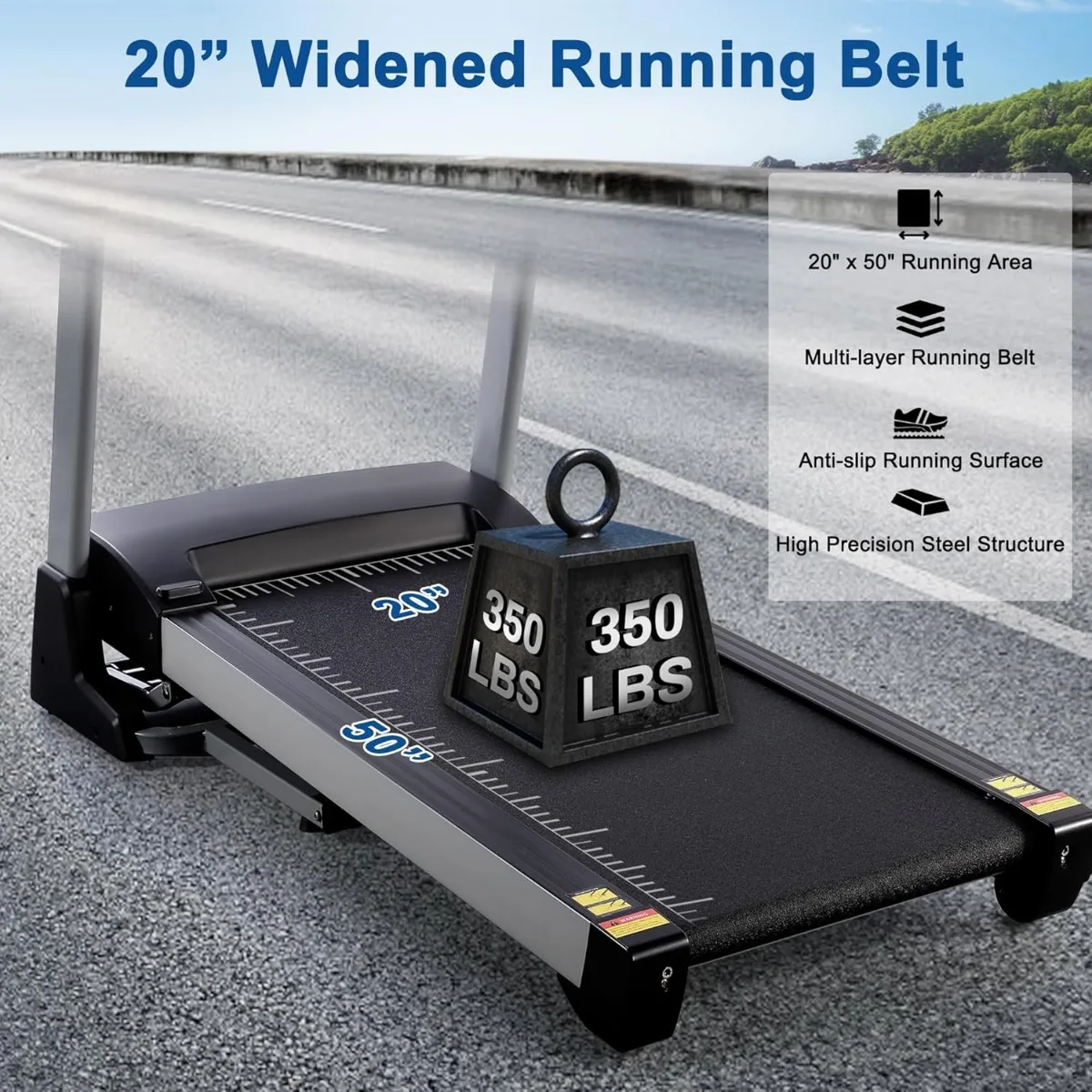 15% Auto Incline Treadmill with Bluetooth Speaker, 20