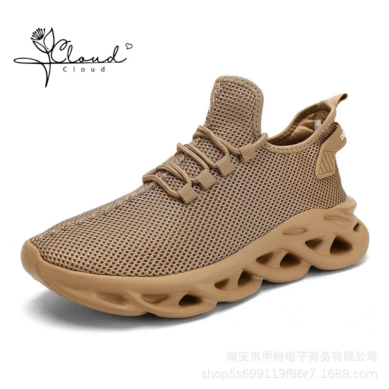 Fried Dough Twists Casual Sports Men's Breathable Thick Soled Mesh Hot Sales Large Running Cold Sticky Jinjiang Shoes