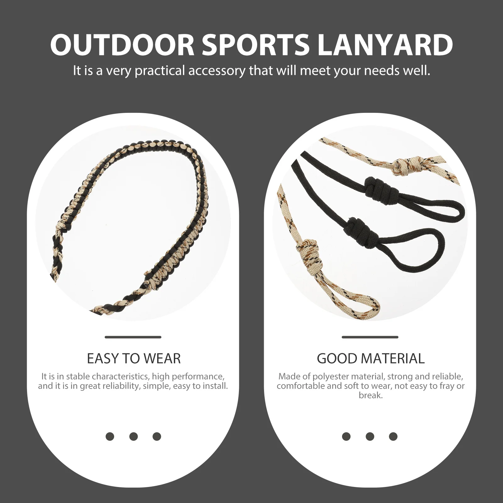 Adjustable Whistle Hanging Rope Polyester Hiking Stick Lanyard Outdoor Sports Hanging Rope for Hunting Camping Hiking