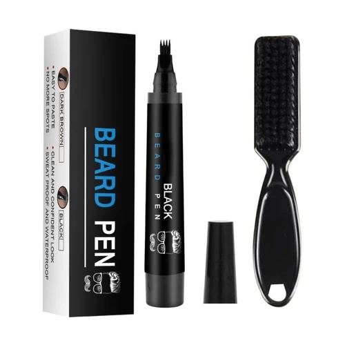 EELHOE-Bolígrafo de relleno de barba, lápiz de relleno de barba con cepillo para Barba, resistente al agua, reparación de bigote masculino, pluma para colorear moldeadora