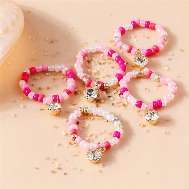 Aihua Koreanische Bunte Blume Ring Sets Böhmen Handgemachte Multi Perlen Reis Perlen Finger Ring Für Frauen Strand Schmuck Geschenke – Detail 21