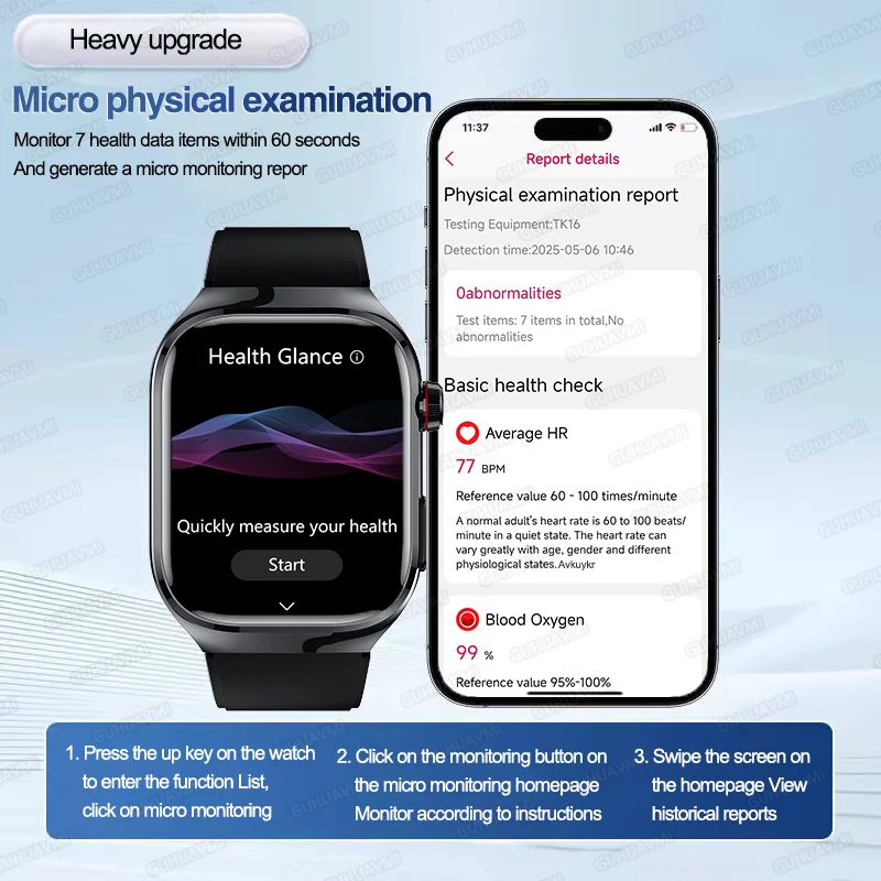 Nuevo reloj inteligente ECG para hombres y mujeres, diagnóstico de salud, monitorización de órganos, análisis corporal, presión arterial, oxígeno en sangre, grasa en sangre, ácido úrico, monitor de temperatura, llamadas Bluetooth, rastreador de actividad física a prueba de agua, reloj inteligente deportivo