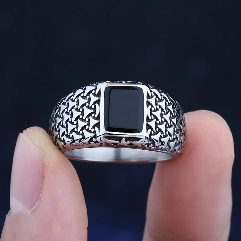 2024 New 316L Stainless Steel Geometric Stone Ring For Man Women Couple Gift Fashion Dropshipping Design