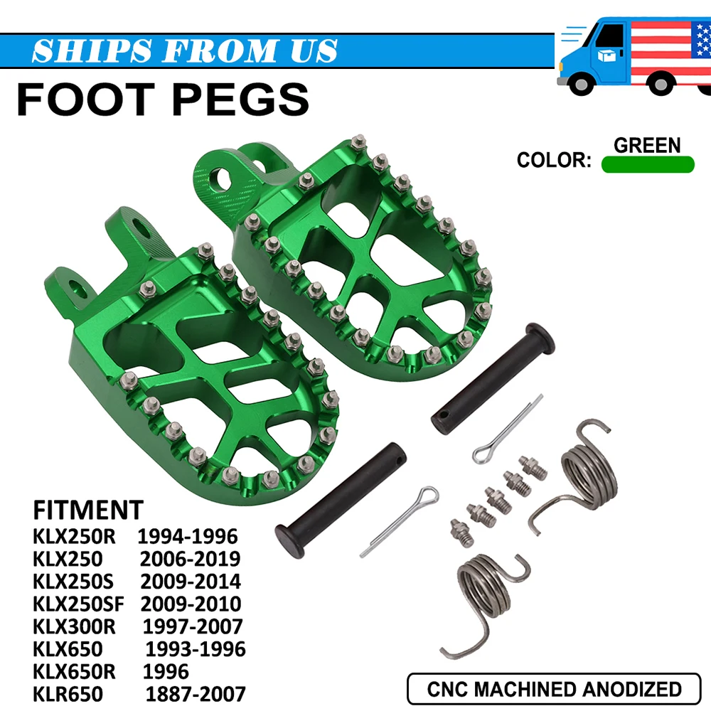 

Motorcycle CNC Foot Pegs Rests Footpeg For Kawasaki KLX250 KLX250R/S/SF KLX300R KLX650 650R KLR650 CR 80R/RB XR250 400 600 650R