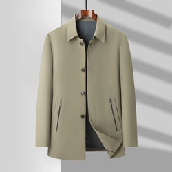 Men's 2025 Spring Fashion Handsome Trend Solid Color All-in-One Casual Business Jacket Loose Simple Lapel Top Coat