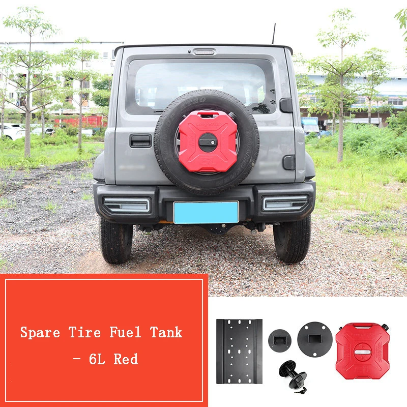 6L Lockable Fuel Water Tank for Suzuki Jimny JB74 2019-, Spare Wheel Mount Jerry Can with Tap, Overland Camping,JMN139