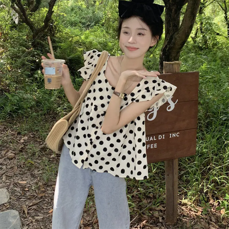 

Short Sleeve Shirts Womens Mesh Splicing Pintuck Slim Cropped Tee Summer Modern Trendy Harajuku Student Urban Artistic Girlish