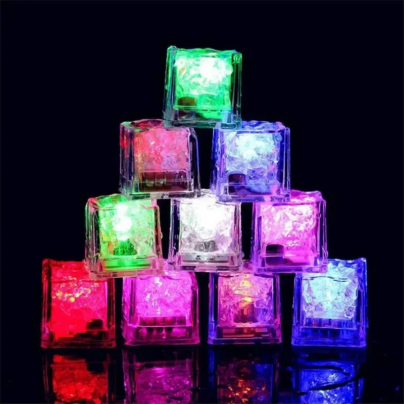 

6Pcs LED Luminous Ice Cube Toy Glowing Colorful Sensor Light for Kids Bath Party Bar Wine Glass Water Decor Festival Night Light