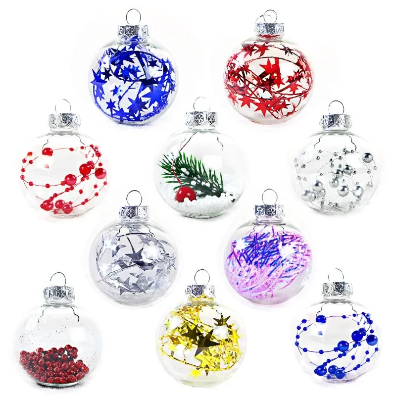 Hot 6cm Christmas Ball Transparent Ball Christmas Decoration Creative Hollow Hanging Ball Christmas Tree Pendant New Year 2025