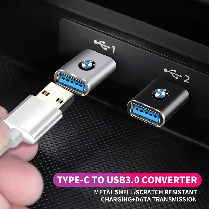 Car Type-C To USB 3.0 Interface Mini Converter Charging Adapter For BMW 5 7 X3 X4 X5 X6 F Series F01 F02 F10 F12 F15 F16 F25 F26