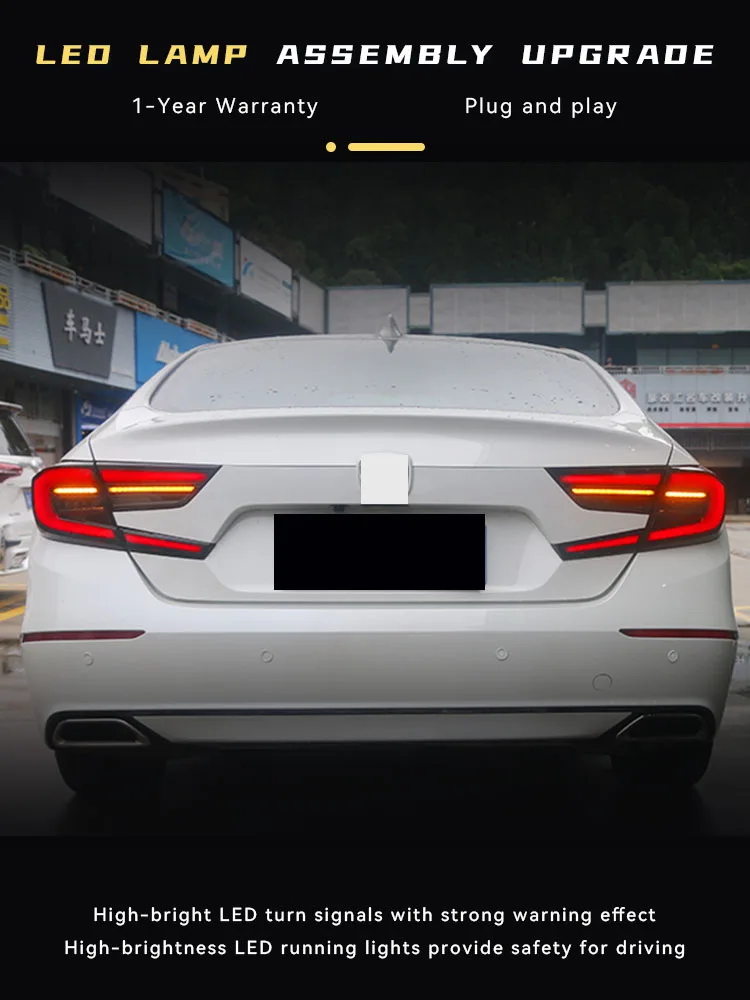 

Автомобильные фары для Honda Accord G10 G10.5 2018-2023, полностью светодиодный задний фонарь DRL, дизайн с высокой настройкой, аксессуары для динамических сигнальных ламп