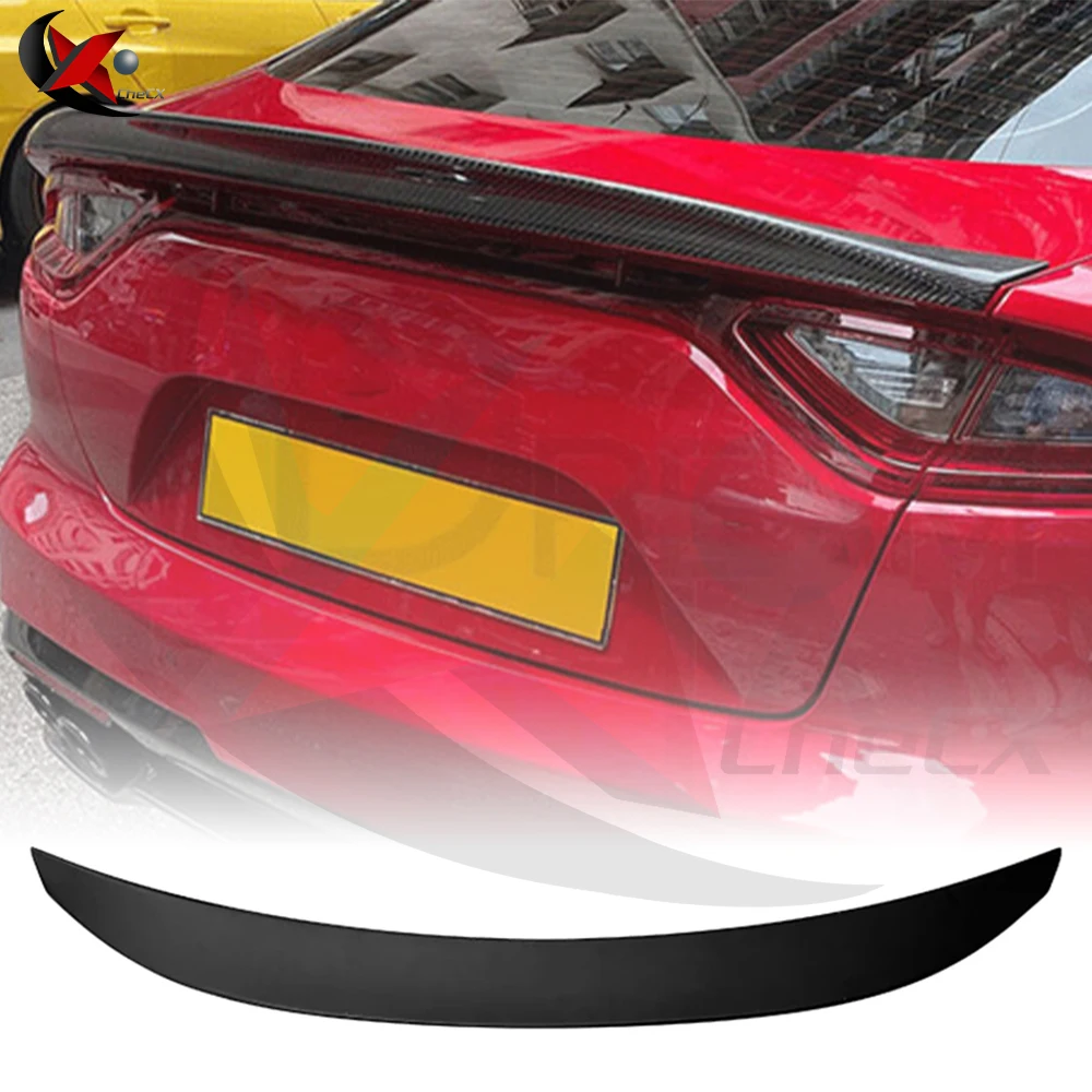 For KIA K8 Stinger Spoiler Real Glossy Carbon Fiber Rear Wing R Style Sport Accessories Body Kit Stinger Rear Spoiler 2014-2019