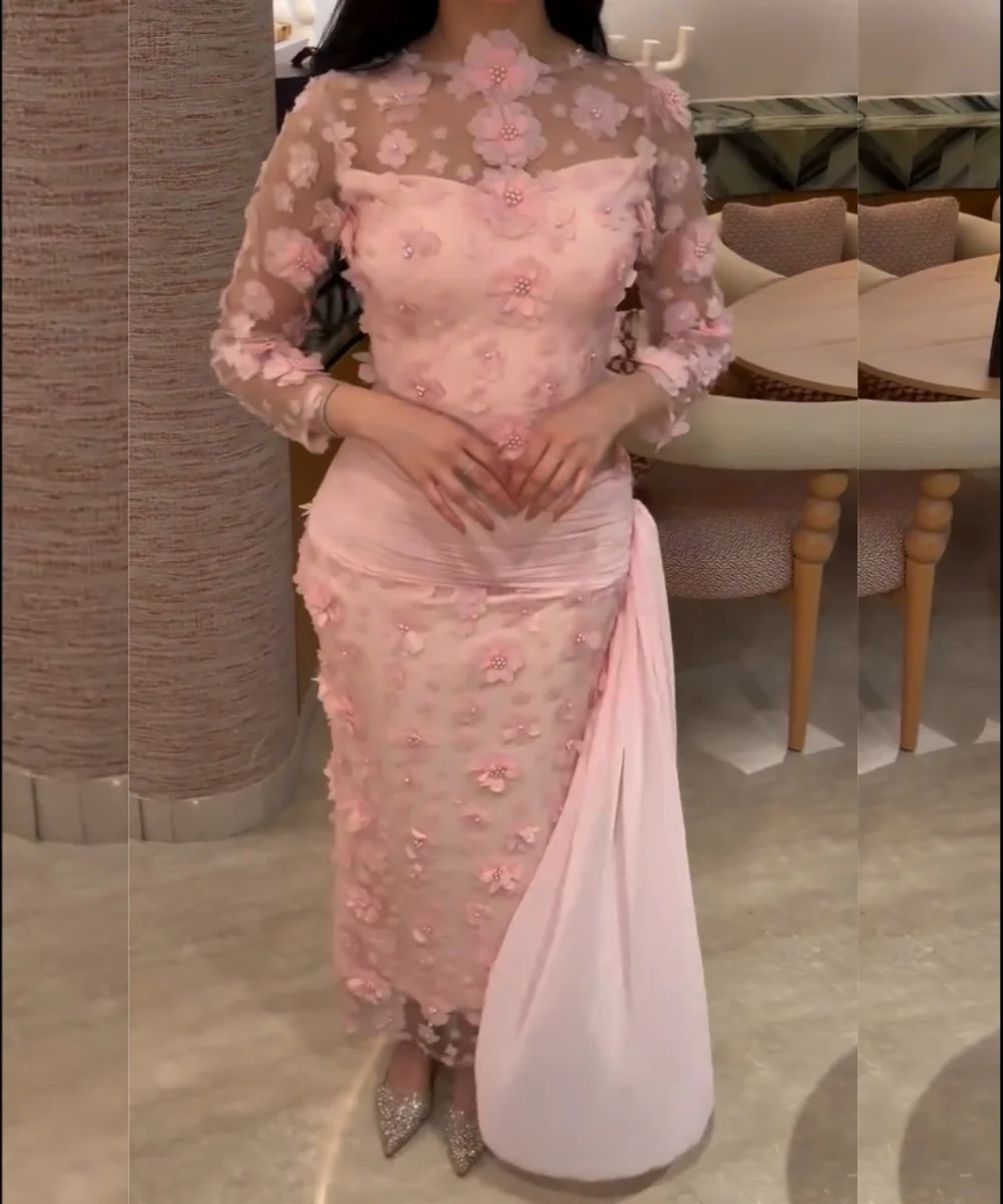 Maßgeschneiderte Abendkleider aus glitzerndem Chiffon mit Falten und Paillettenapplikationen, geradem Ausschnitt, Midi-Länge, für besondere Anlässe, Pastellfarben