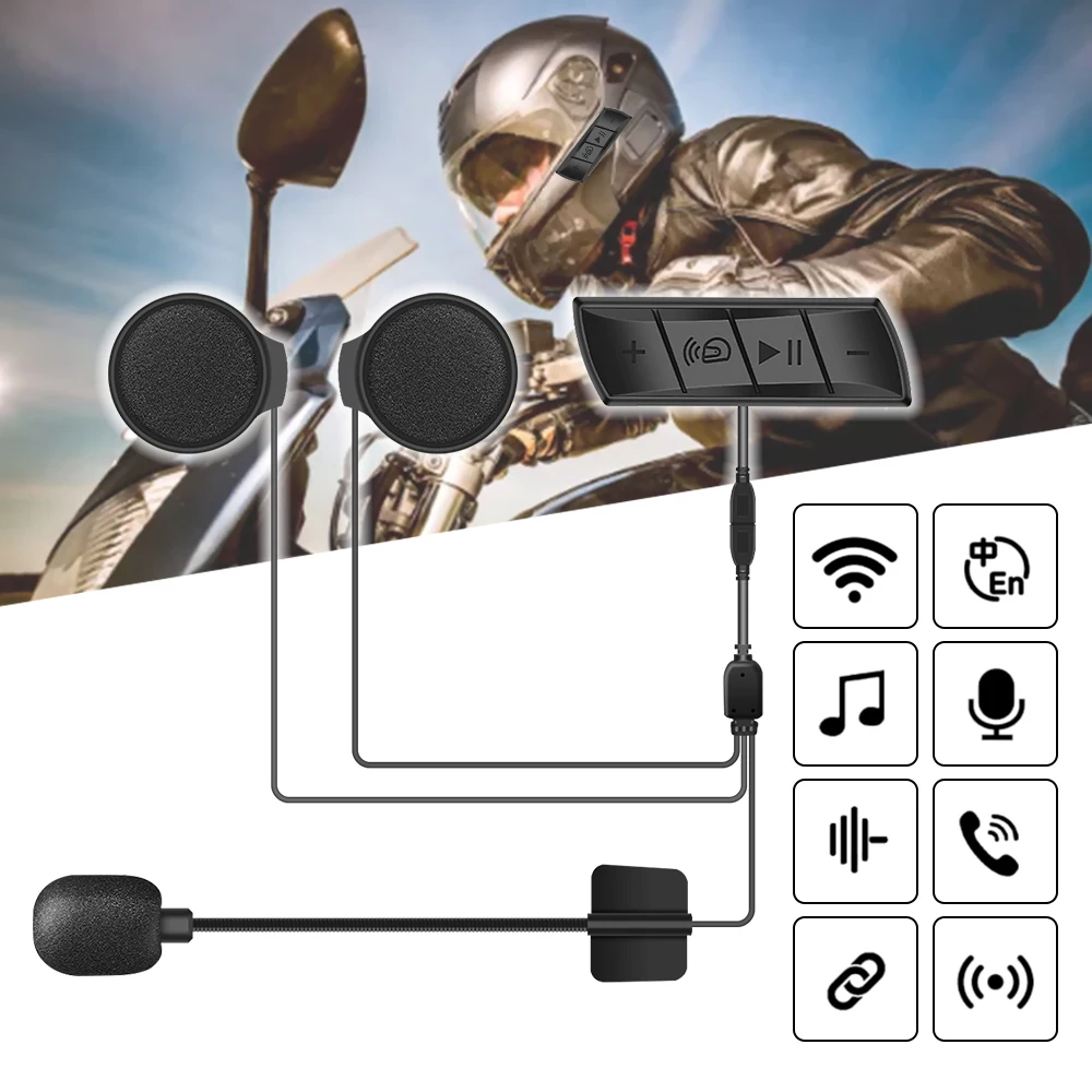 

M7 BT 5.0 Wireless Communication Interphone FM Music Player Speaker Stereo Anti-interference Motorcycle Helmet Headset