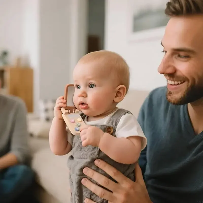 Gỗ Lật Điện Thoại Gấu Đồ Chơi Hoạt Động Học Tập Cho Trẻ Từ 3 Tuổi trở lên An Toàn Mịn Giáo Dục Giả Vờ Chơi Du Lịch Thân Thiện