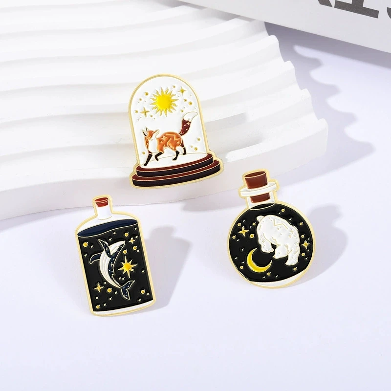Мечтательное-звездное-небо-брошь-в-виде-животного-лиса-дельфин-белого-медведя-креативный-значок-сказочный-стиль-литературные-ювелирные-аксессуары