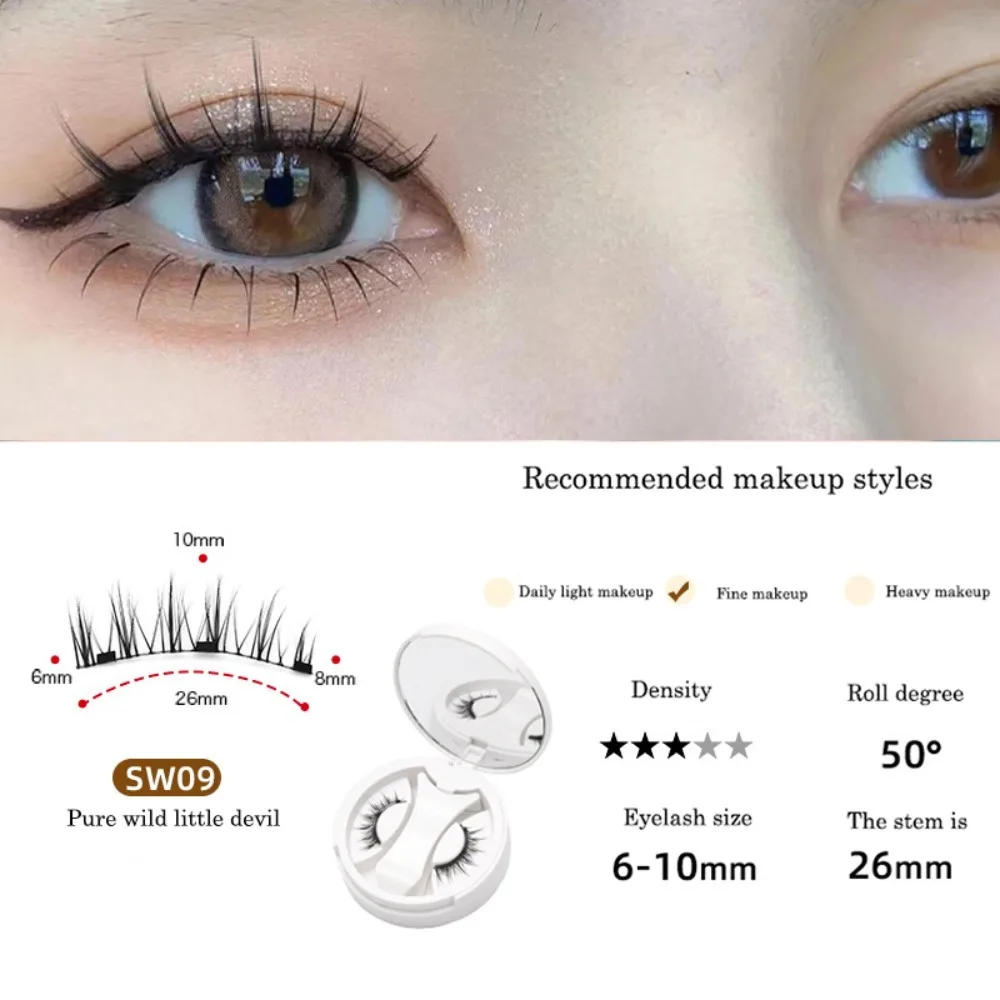 Cat Eye Magnetic False Eyelashes Long Lasting with Mirror Magnetic Eyelashes with Clip Fluffy Makeup False Eyelash Clusters