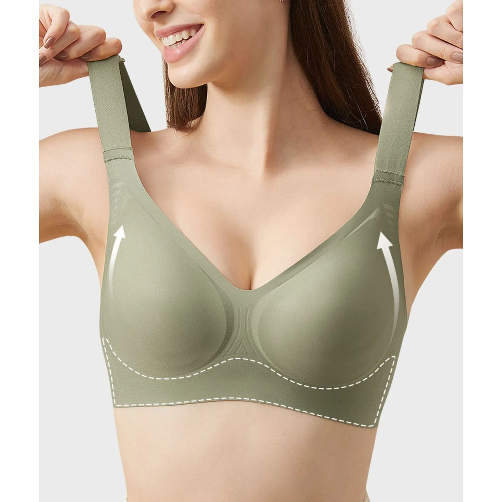 Soutien-gorge de sport respirant à col en V pour femmes, soutien-gorge sans fil, sangle réglable à haute élasticité, lingerie décontractée confortable, document solide, mode