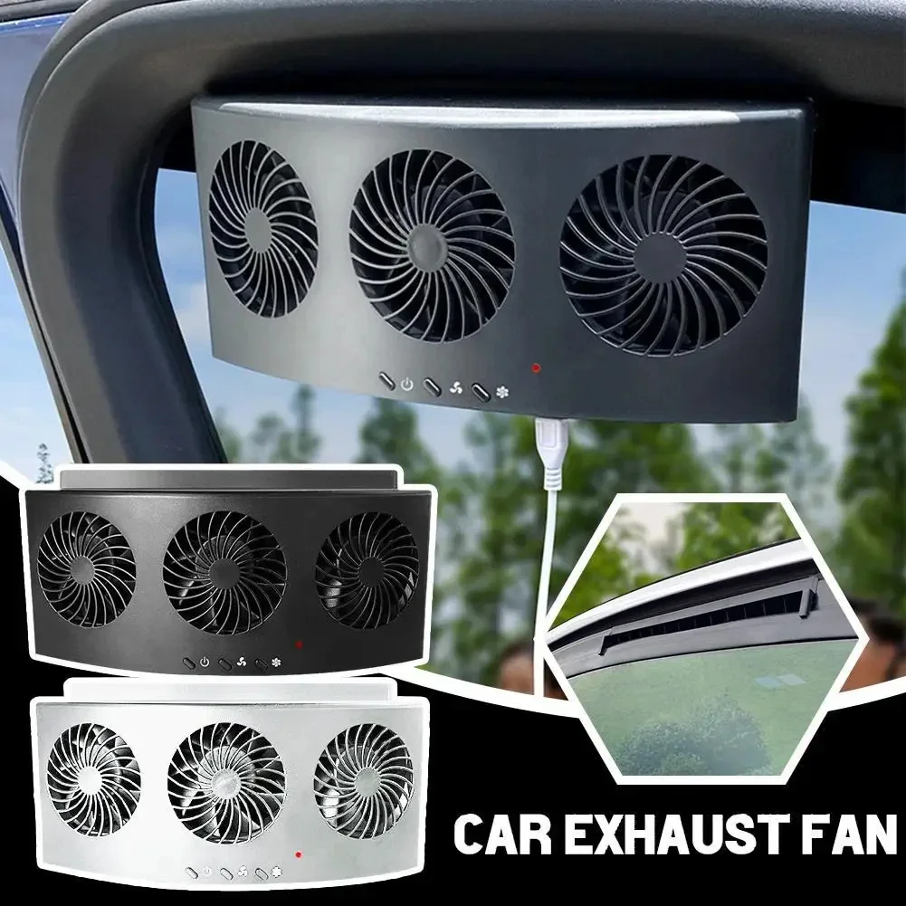 Car Exhaust Fan USB Rechargeable/solar Air Circulation Cooling and Heat Dissipation High Wind Power 2/3 Head Ventilation Fan