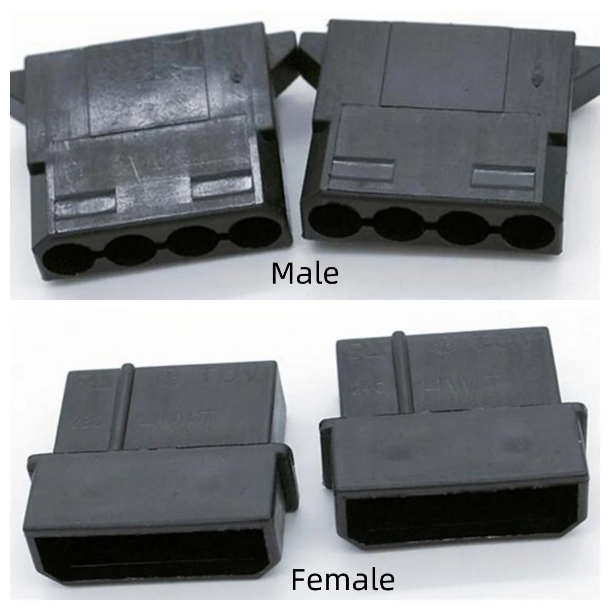 

100PCS/1Lot Molex 5.08mm Black Big 4P 4D Male/Female/Straight Needle Pulg/Socket Shell For PC Computer ATX IDE Connector Housing