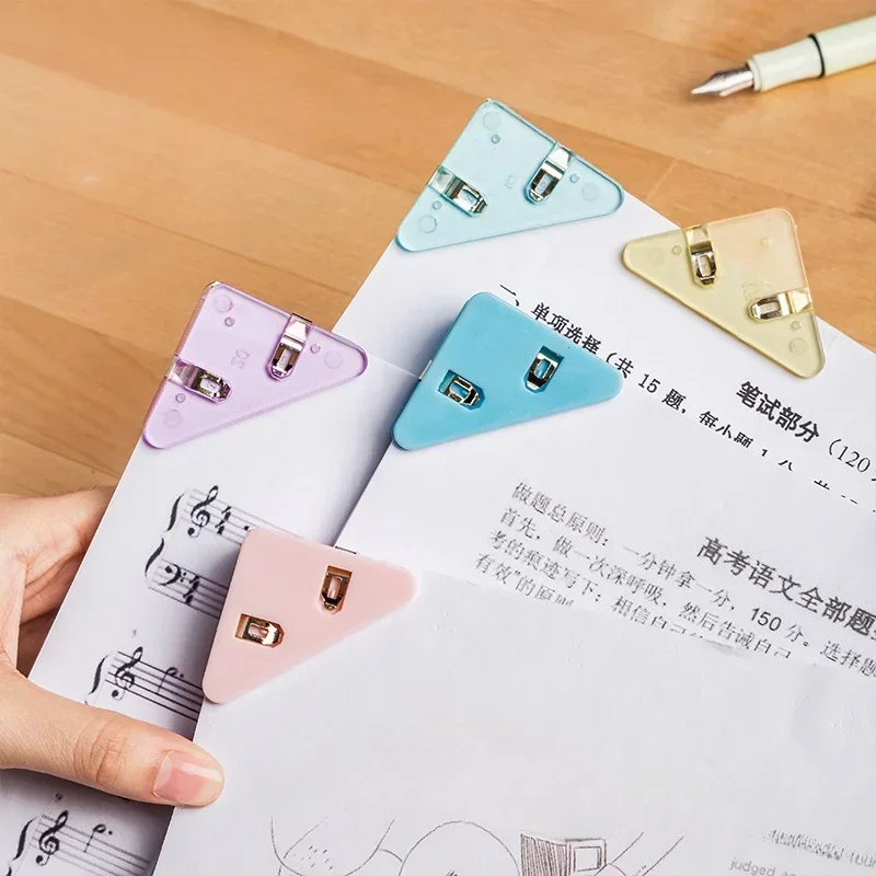5pcs/set Paper Clip Triangle Corner Clips File Paper Clips Kawaii File Index Photo Clamp Page Holder Korean Stationery Organizer