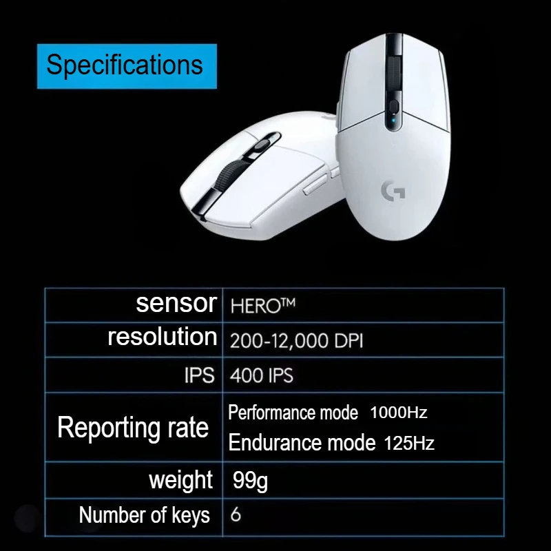 ماوس الألعاب اللاسلكي Logitech G304/G305 LIGHTSPEED - 200 - 12000 نقطة في البوصة، مستشعر HERO، 6 أزرار لتحديد المواقع بدقة