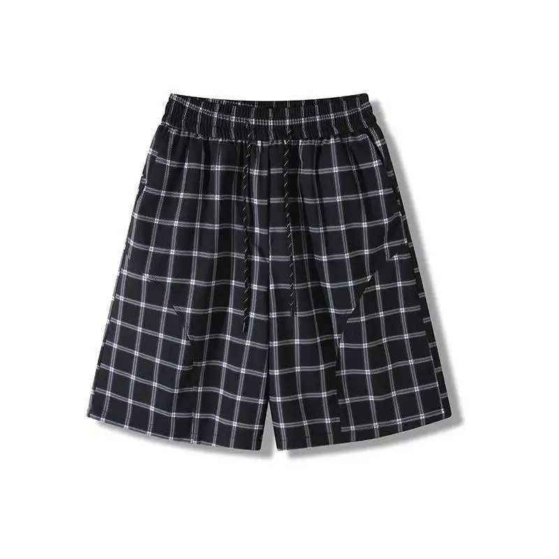 LUZHEN Waist 2026 Printed Summer Plaid Drawstring Shorts Elastic Men's Fashion Straight Five-pointed Pants Korean Clothes JY8505