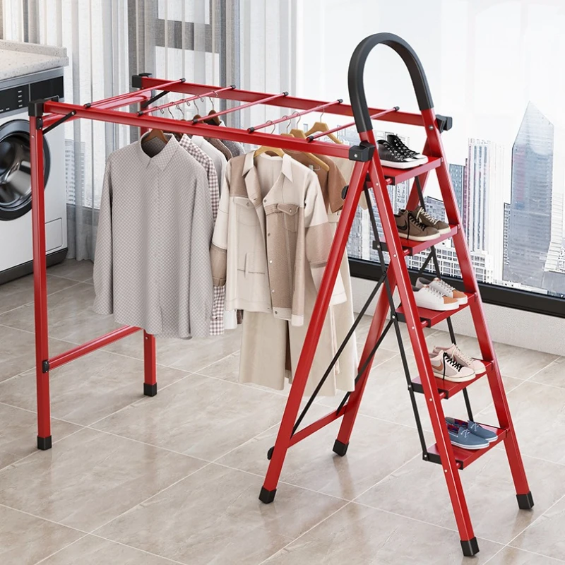 

Herringbone ladder Thickened climbing ladder Multifunctional drying rack ladder Household folding four-step five-step ladder