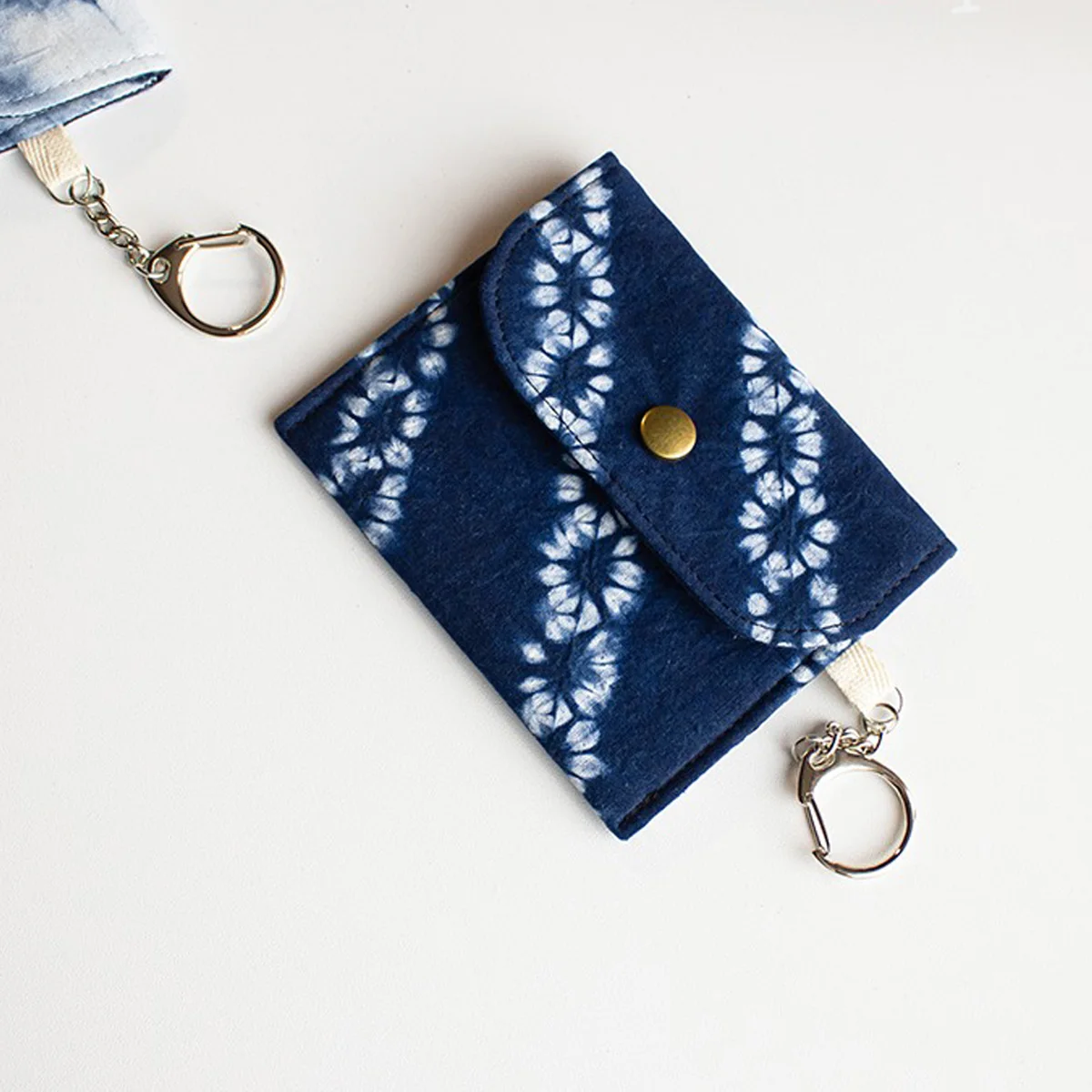 Handmade blue plant stained small bag decoration creative card bag coin purse