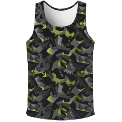 Fashion 3d Print Shark Dinosaur Tank Top Men Hot Sale Summer Street Gym T-Shirt Cartoon Animal Graphic Sleeveless Tee Shirt