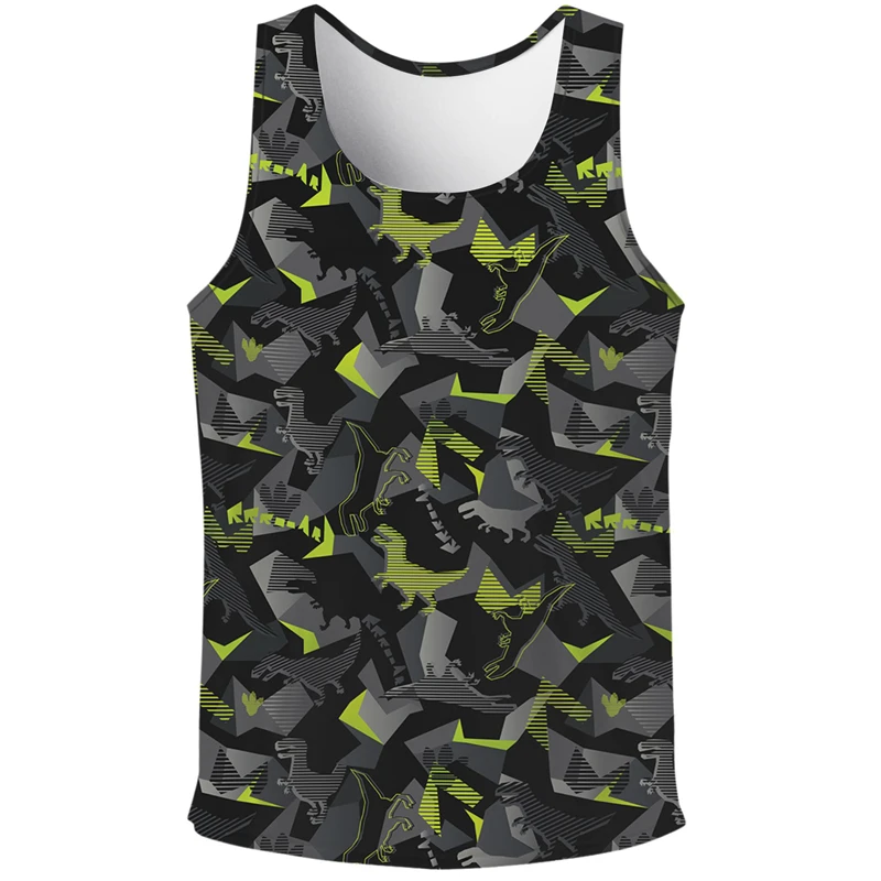 Fashion 3d Print Shark Dinosaur Tank Top Men Hot Sale Summer Street Gym T-Shirt Cartoon Animal Graphic Sleeveless Tee Shirt