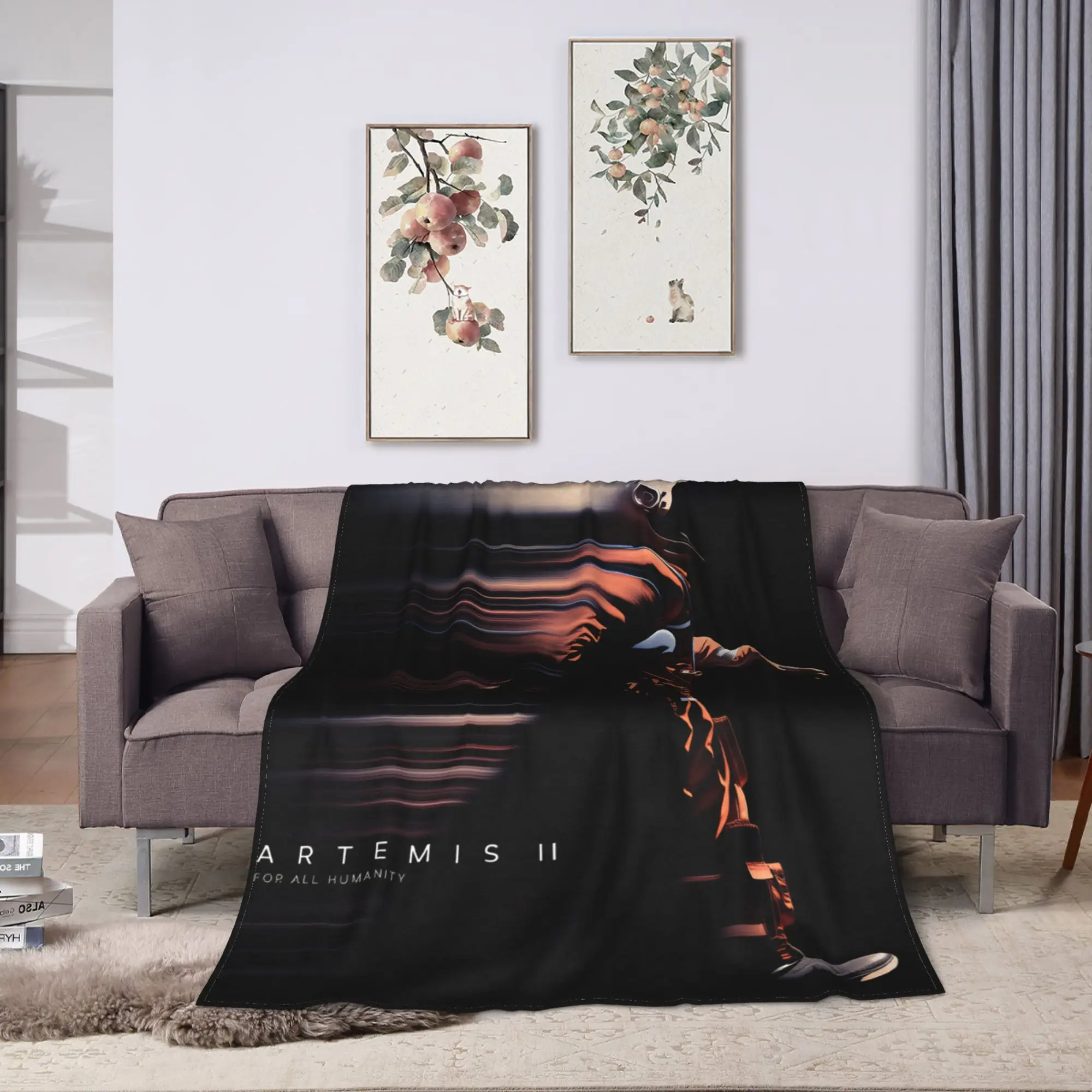 Soft Blanket Camping Artemis ii Throw Blanket  Flannel Bedspread For Couch Chair Sofa Bed Funny Sofa Bed Cover