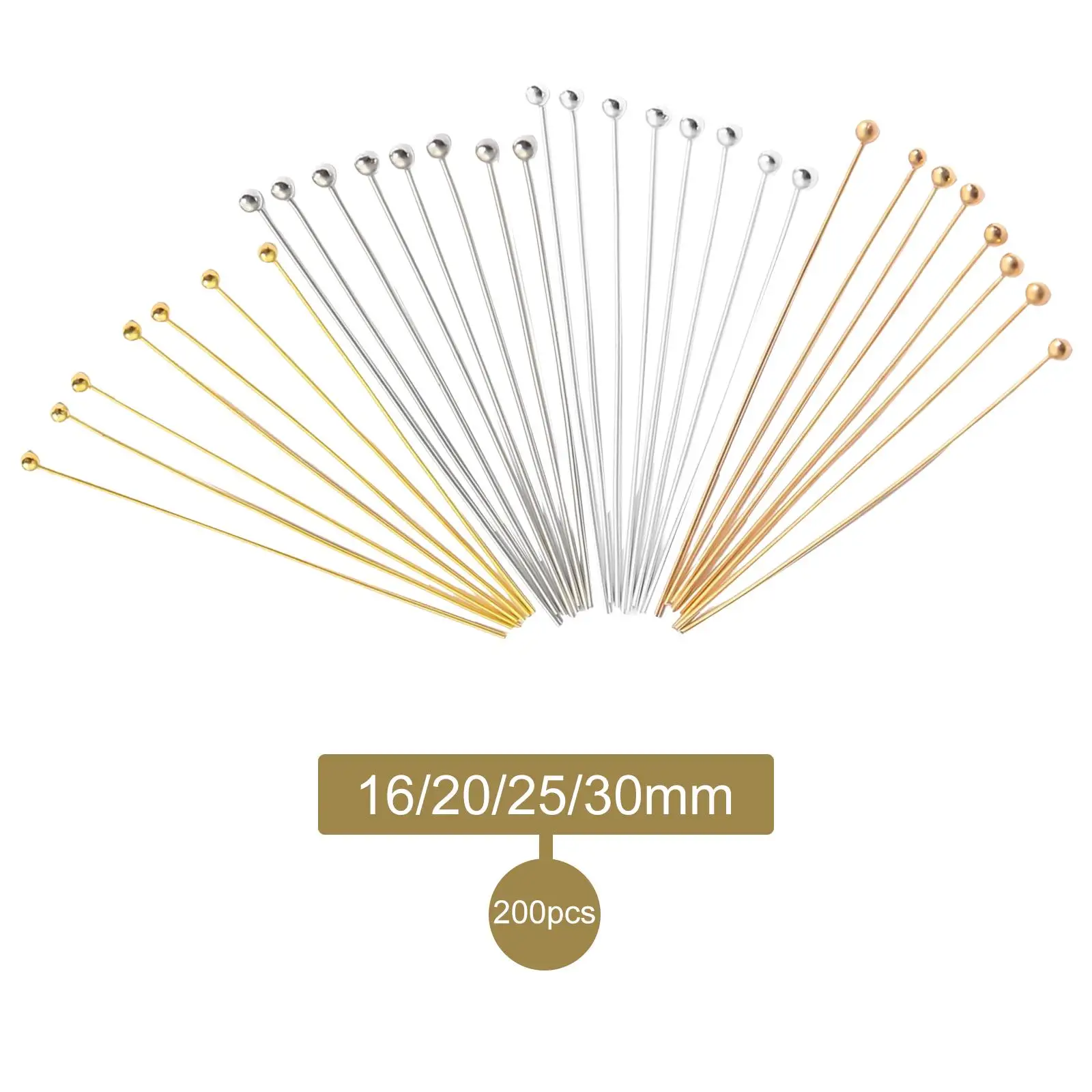 200Pcs Gold Round Ball Point Metal head needle for Craft Dangle Earring Pendant Necklace Bracelet Making