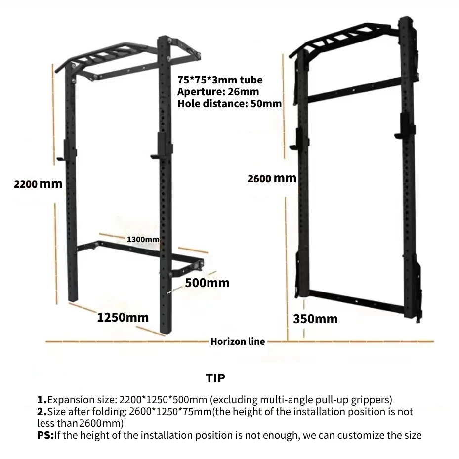 Wall Foldable Training Frame, Weightlifting Squat Frame, Human Climbing, Comprehensive Trainer, Fitness Equipment