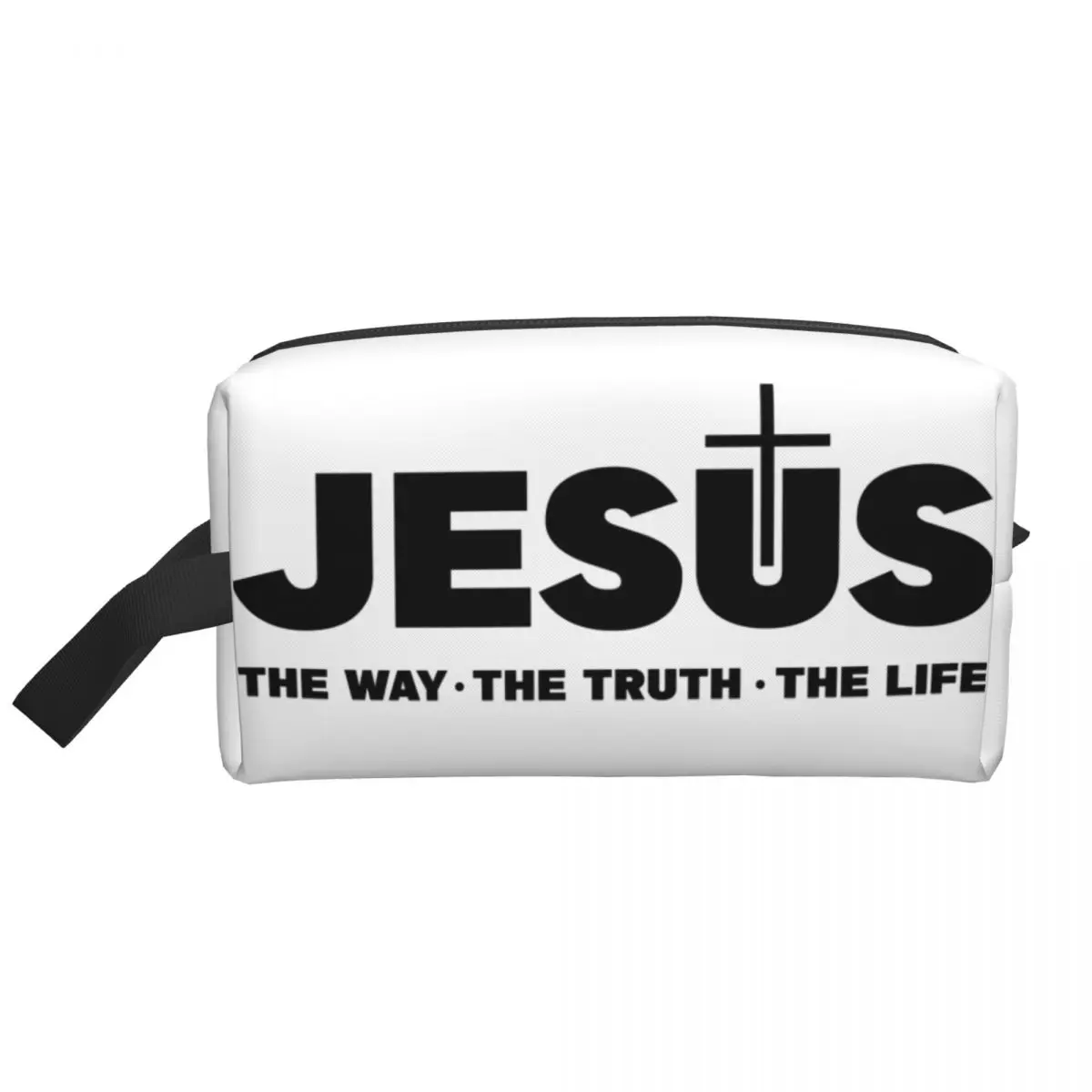 Custom Jesus Christ The Way The Truth The Life Cosmetic Bag Big Religion Cross Christian Faith Makeup Case Storage Toiletry Bags