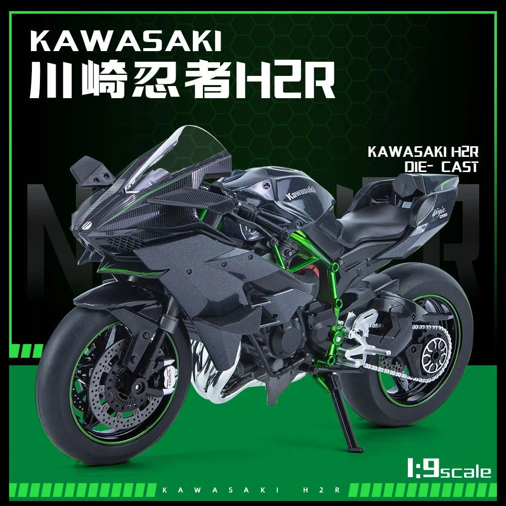 1:9 Kawasaki Ninja H2R Model Simulation Alloy Motorcycle Metal Diecast Sound Light For Boy Toy Gift Collection M16