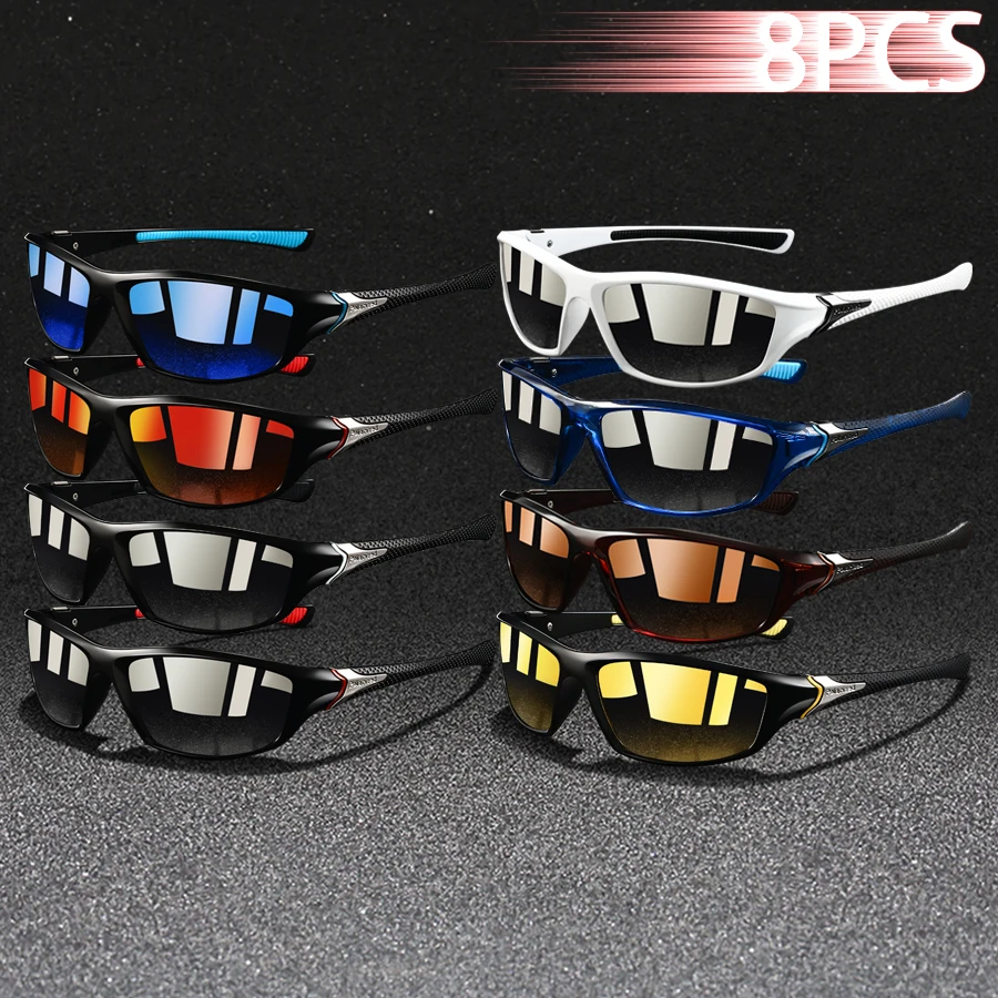 

8 Pieces Fashion Vintage Fishing Cycling Sports Sunglasses Men Women Running Mountaineering Sport Man Sun Glasses UV400 Eyewear