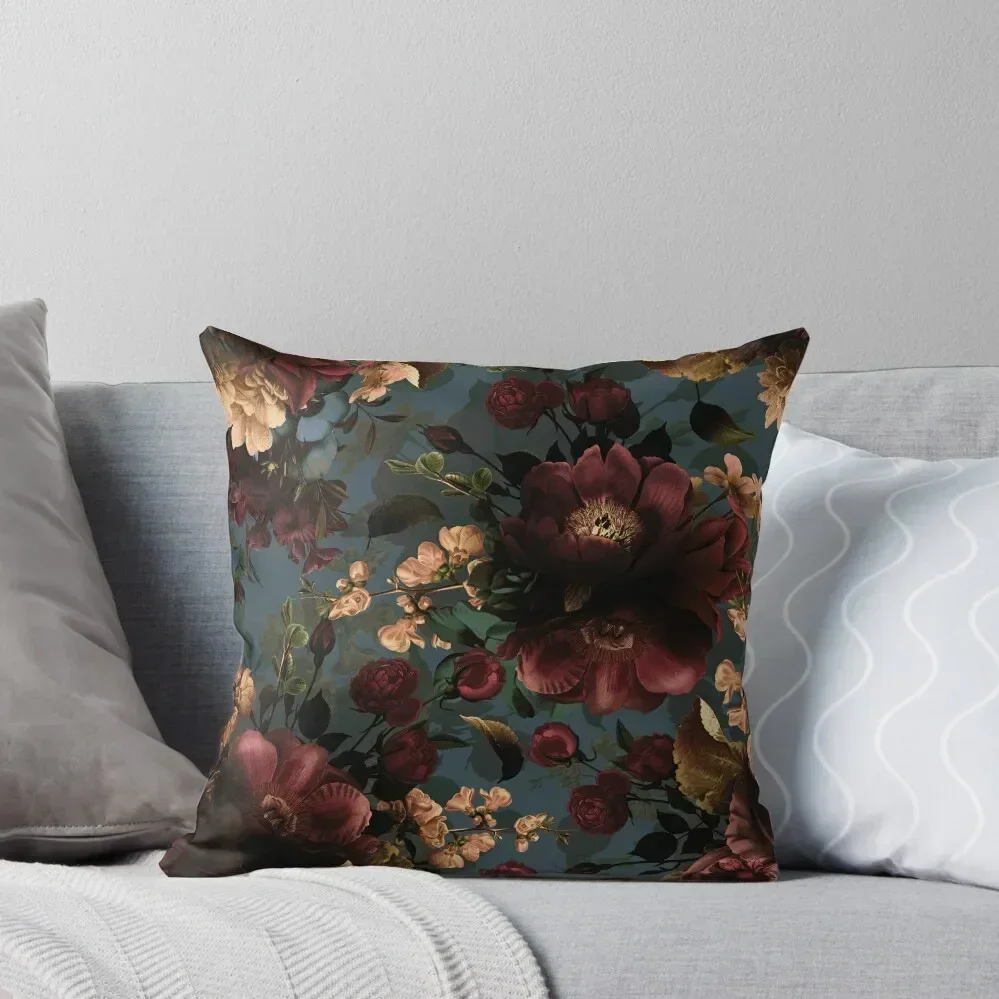 Moody florals - Mystic Botanical Night Garden 10 Throw Pillow Pillow Cover Cushions Home Decor pillow