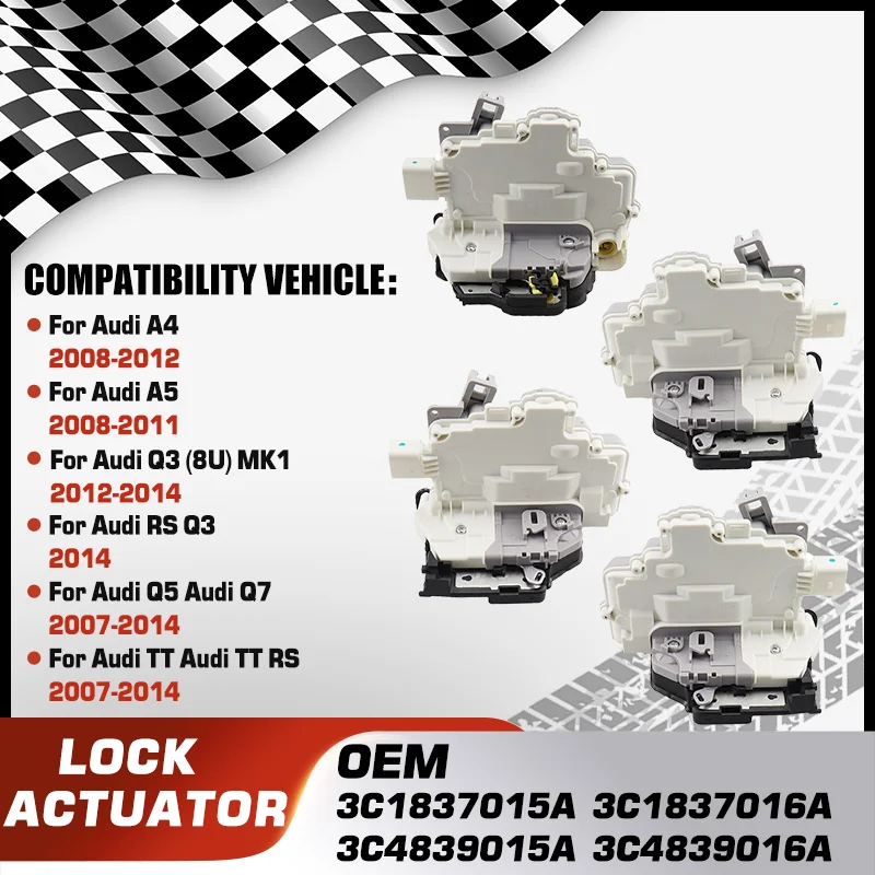 アウディA4、A5、S5、Q3、RS、Q5、Q7、TT、TT RS用フロント、リア、左、右ドアロックアクチュエーター中央機構