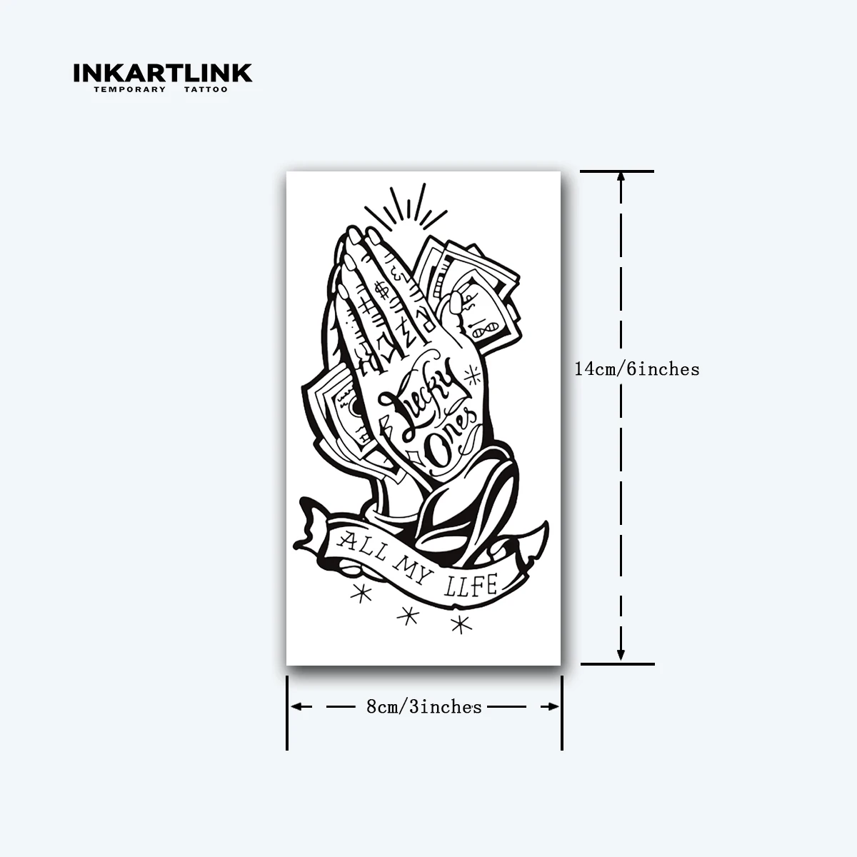 Praying Hands temporary tattoo stickers, magic tattoos, herbal juice tattoos, lasting 1-2 weeks, realistic fake tattoos