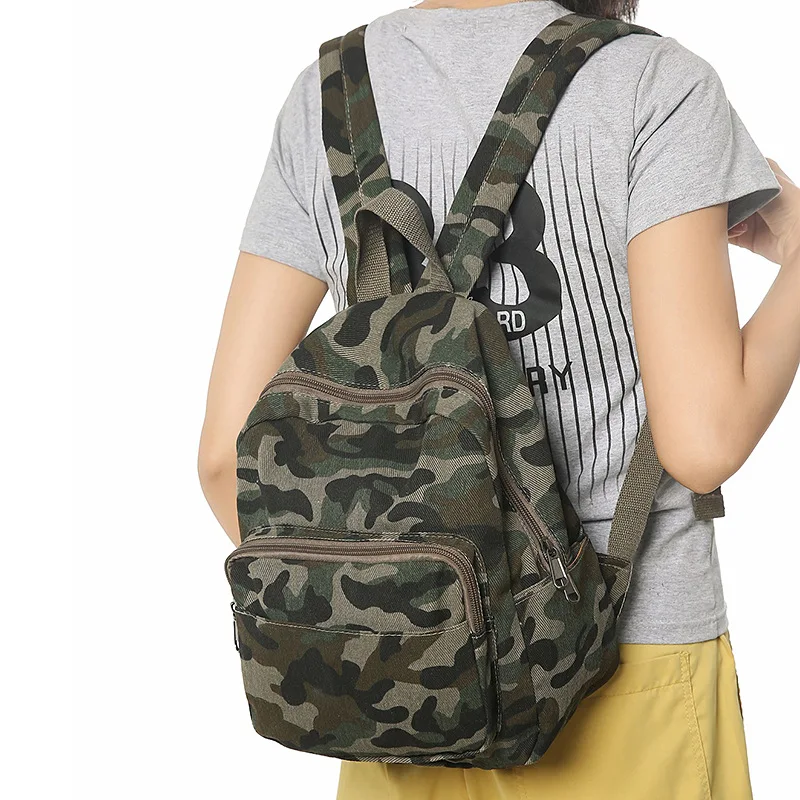 Japanese Streetwear Girls Backpack - Water-Resistant Camo & Leopard Print, Student Commuter Rucksack for Travel & School