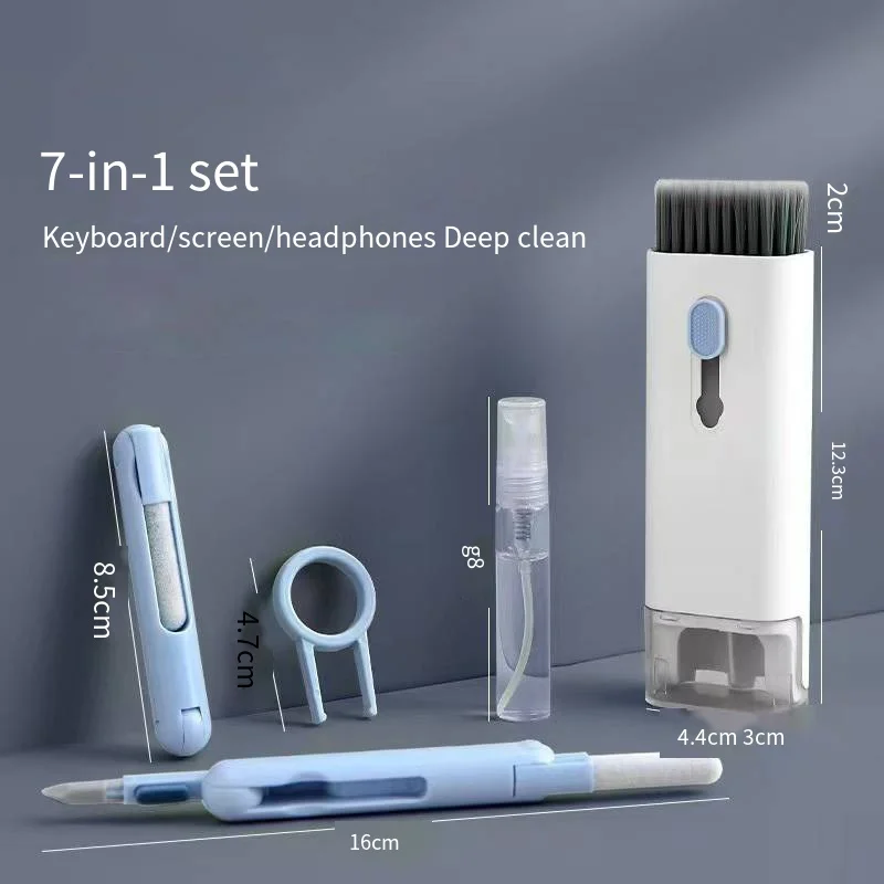 Multifunctional 7-in-1 Computer Keyboard Cleaner Brush Kit Earphone Cleaning Pen Phone Screen Cleaner Keycap Puller Kit