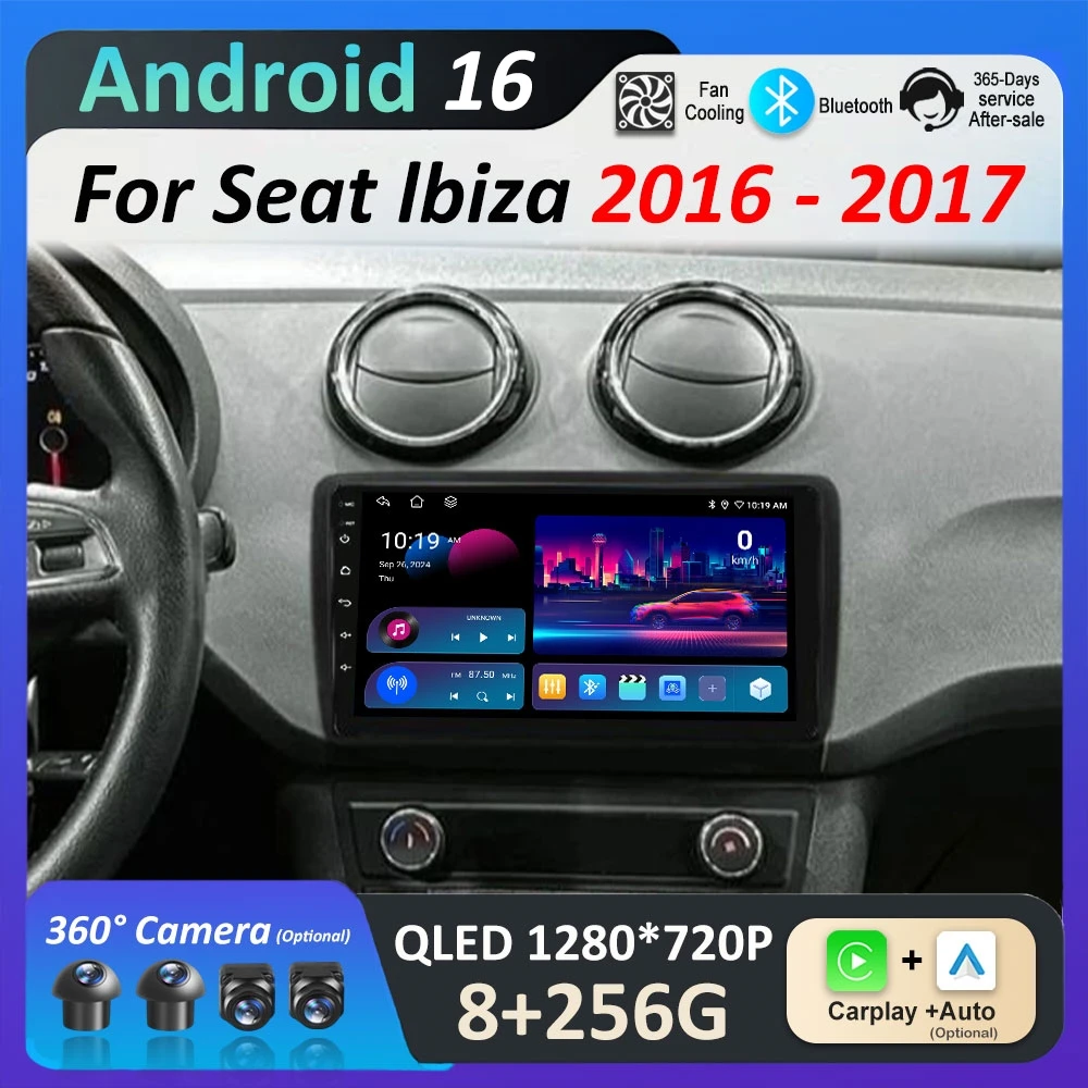 

Intelliegnt System Android 16 for Seat lbiza 2016 - 2017 Car Radio Multimedia Player Wireless Carplay Cooling fan DSP Stereo 4G