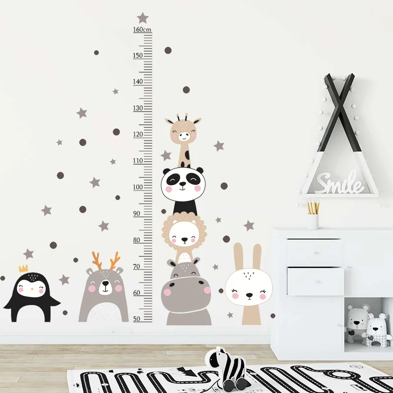 Nordic Cartoon Animals Rainbow Wall Stickers for Children Kids Rooms Girls Boys Baby Room Bedroom Decoration Nursery Wallpaper