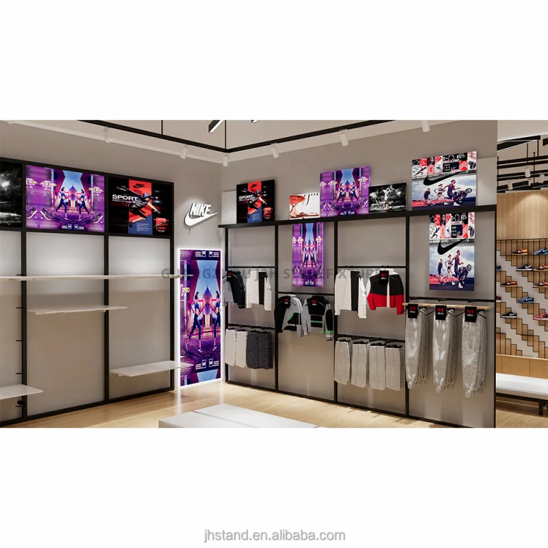 

Customized. fashion showroom clothing shop furniture design sport clothes rack shop design black men clothing store interior des