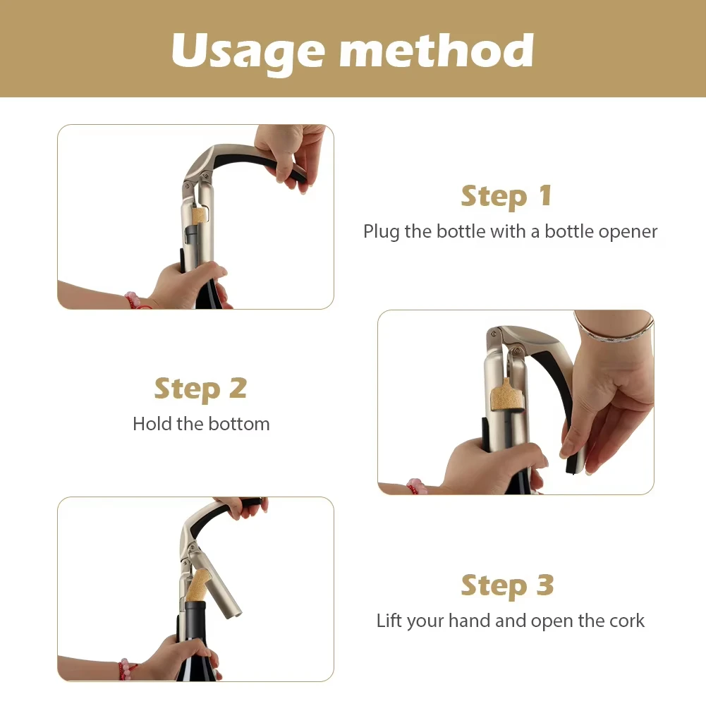 Professional Champagne Corkscrew New Wine Bottle Opener Sparkling Wine Cork Puller Home Bar Champagne Corkscrew Kitchen Gadgets