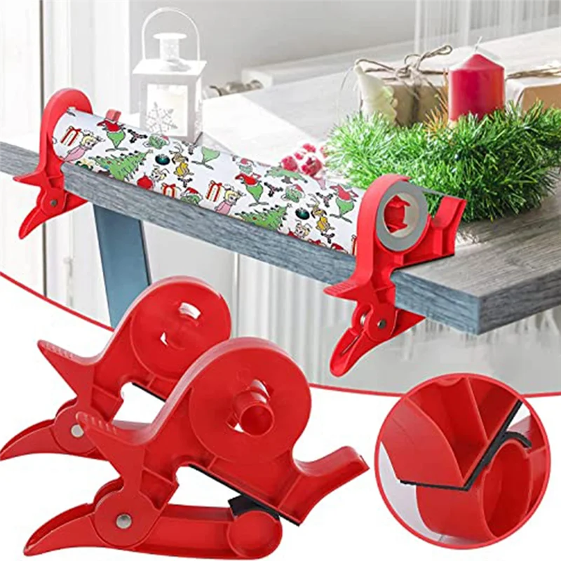 2 Pcs Tape Holder Christmas Wrapping Paper Table Clamp - Tabletop Gift Wrapping Tool, Christmas Wrapping Tape Dispenser